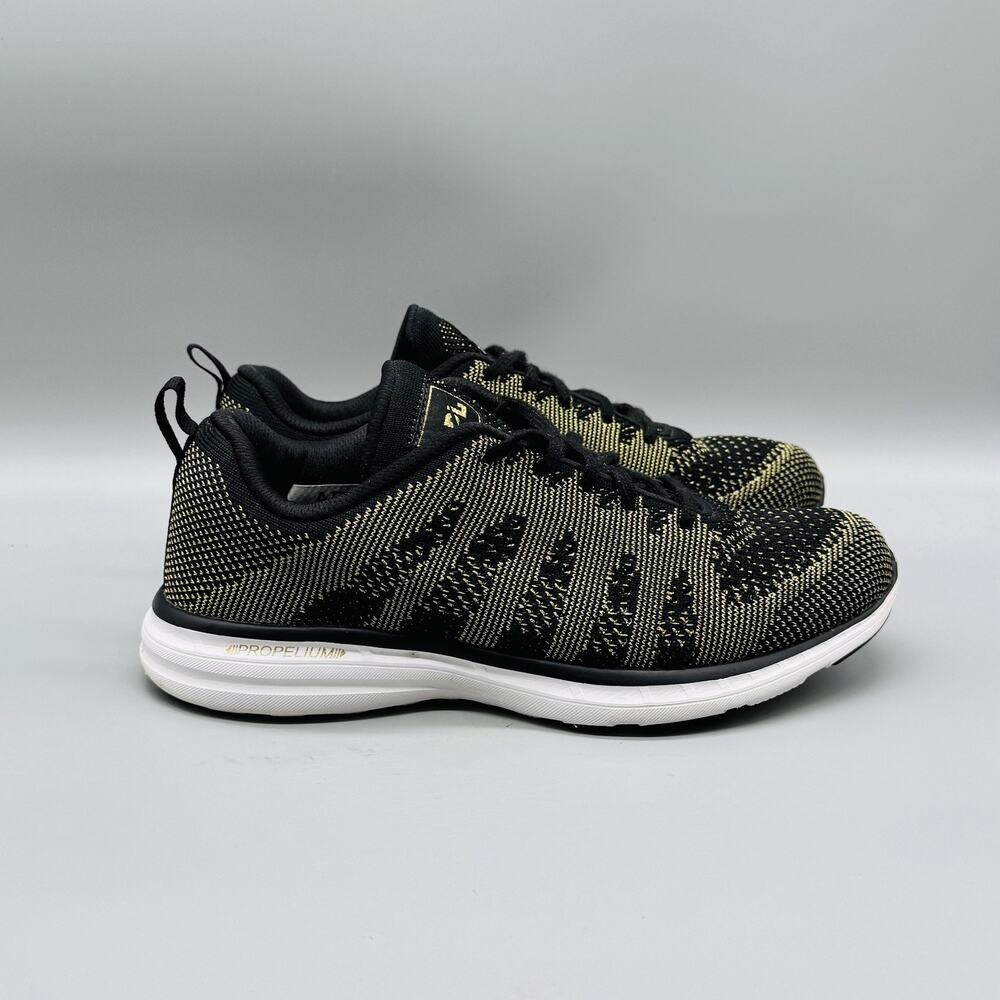 APL Shoes Womens 8 Gold Black Knit TechLoom Pro Propelium Running Sneakers